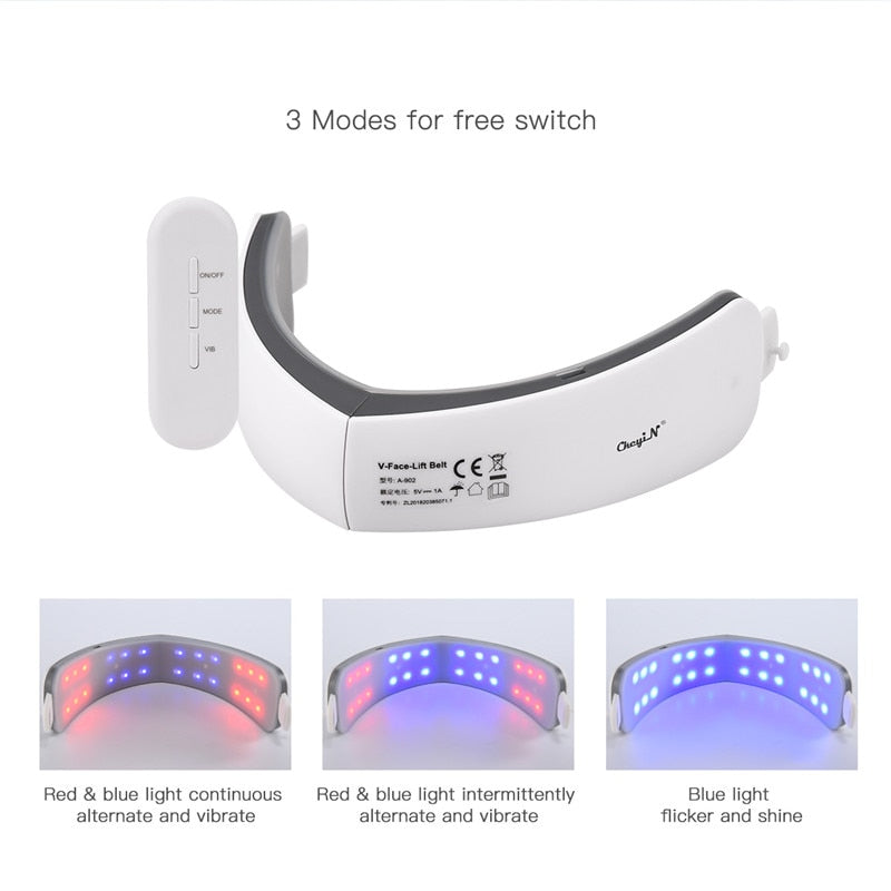 Electric V-Shape Slimming Face Massager LED Photon Therapy Vibration